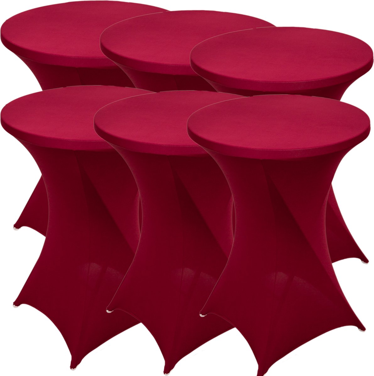 Statafelrok Burgundy x 6 – ∅80-85 x 110 cm – Stretch 6 stuks – Tafelrok voor Statafel – Geschikt voor Horeca Evenementen | Sta Tafel Hoes | Staantafelhoes | Cocktailparty | Trouwerij